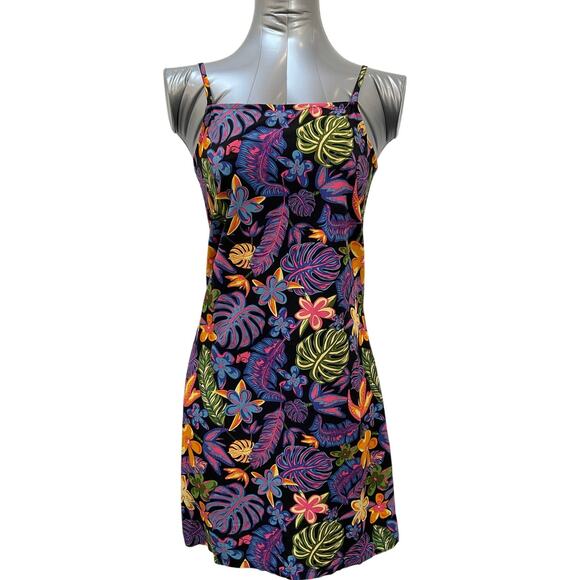 Vans Tropical Floral Slip Mini Dress Women's Size XS Black Multicolor - Picture 1 of 4